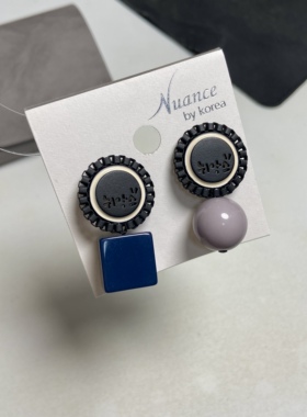 韩国进口Nuance创意个性勋章耳环亚克力几何耳饰耳钉小众设计感