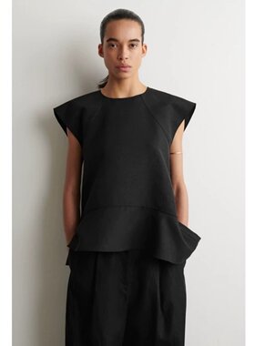 原女装 休闲版型圆领上衣黑色无袖衬衫2026夏季新品1336804003