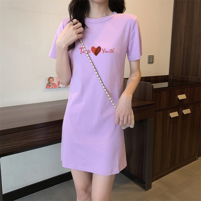 纯棉睡衣中长款短袖白色t恤女夏2025年夏季宽松大码显瘦上衣睡裙