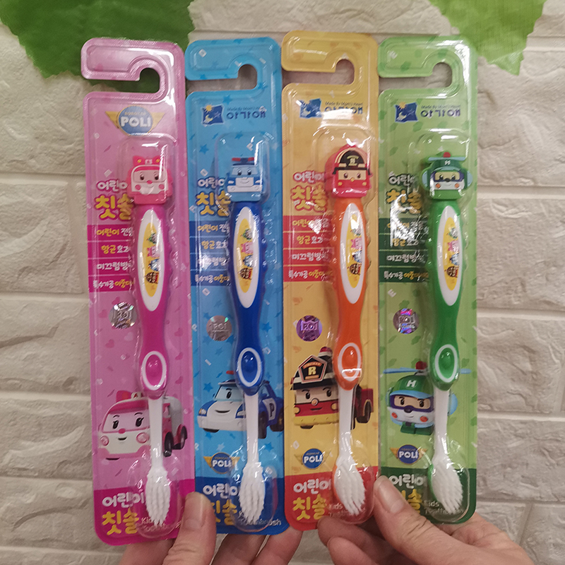 韩国警车珀利poli儿童牙刷安巴海利罗伊小汽车软毛洁齿卡通牙刷
