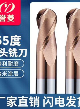 55度球刀钨钢合金球头立铣刀2刃钢用涂层球形刀R1R2R3R4R5R6R8R10