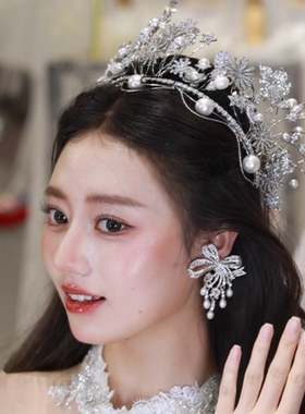 ETE正品新款新娘婚纱礼服配饰珍珠耳挂气质百搭独特结婚配饰18325