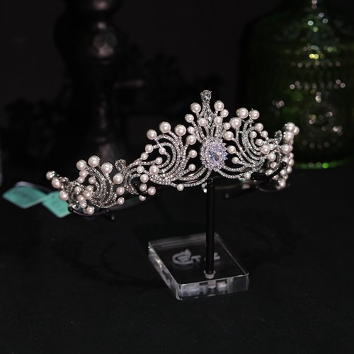 ETE正品新款新娘皇冠珍珠镶钻超仙结婚主纱婚纱饰品影流18285