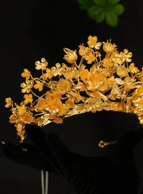 ETE正品金色中式凤冠高级减龄款婚礼配饰13074