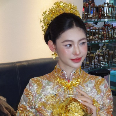 ETE正品中国风秀禾金色玫瑰花风冠龙凤褂新娘中式婚礼发饰12951