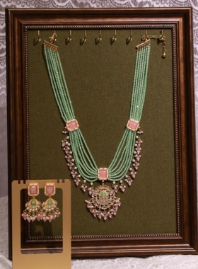 新娘中式婚礼配饰中国风新品粉色苹果绿手工串珠项链晚宴出片套装