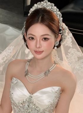 ETE新娘新款水钻珍珠皇冠大气奢华百搭高级婚纱礼服配饰18079