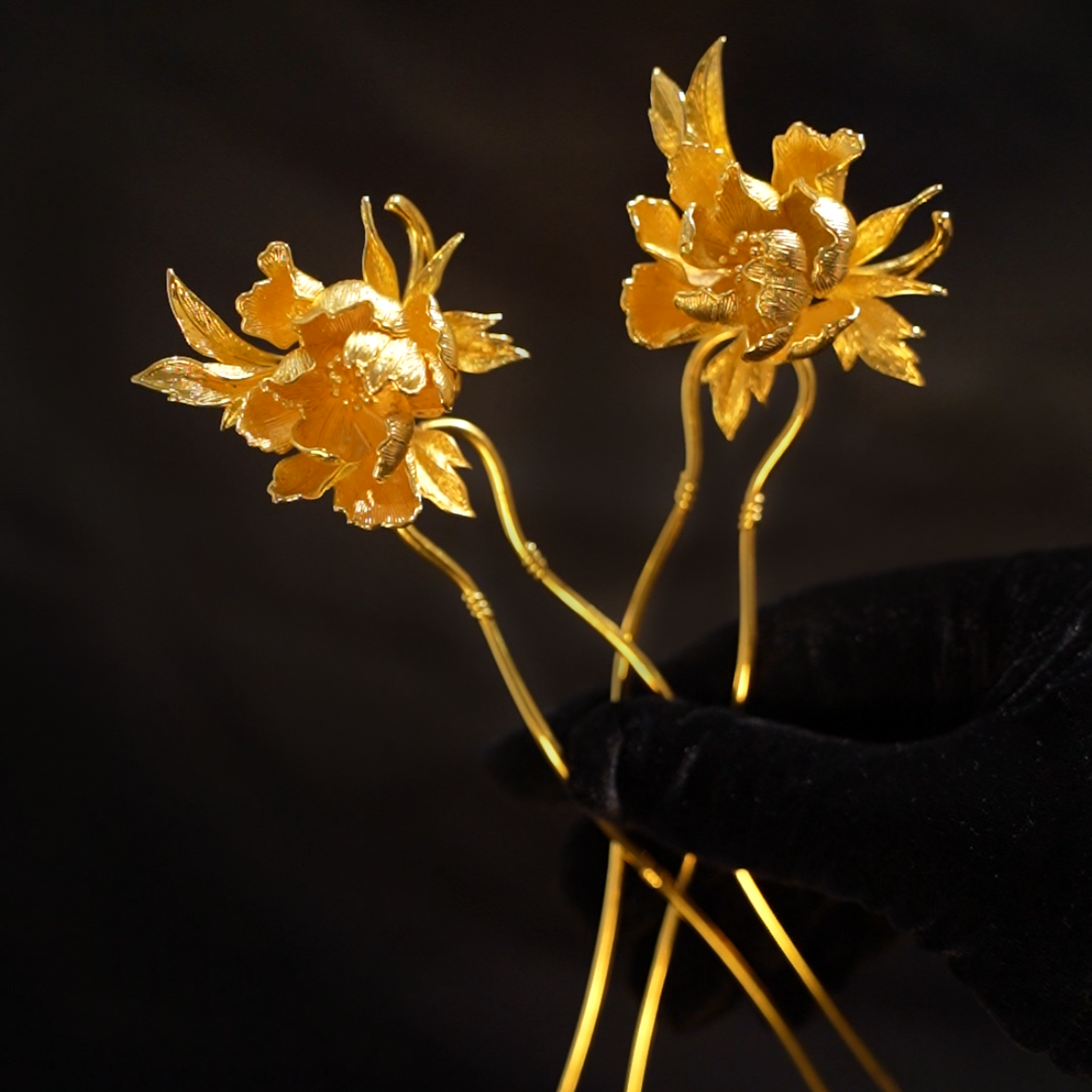 ETE正品新款新娘中式秀禾发簪发饰龙凤褂金色头饰复古百搭12370