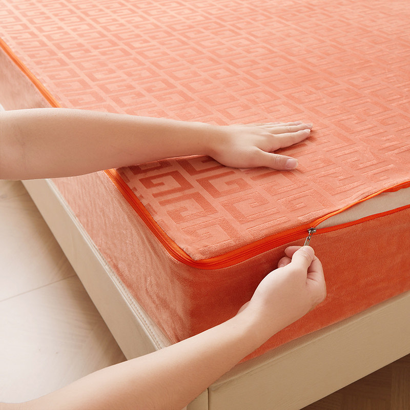 牛奶绒宝宝绒六面全包床笠防滑床罩拉链式可拆卸定制做床垫保护套