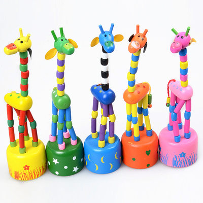 长颈鹿动物木质玩偶 创意木偶关节可动扭扭玩具 幼儿园儿童小礼物