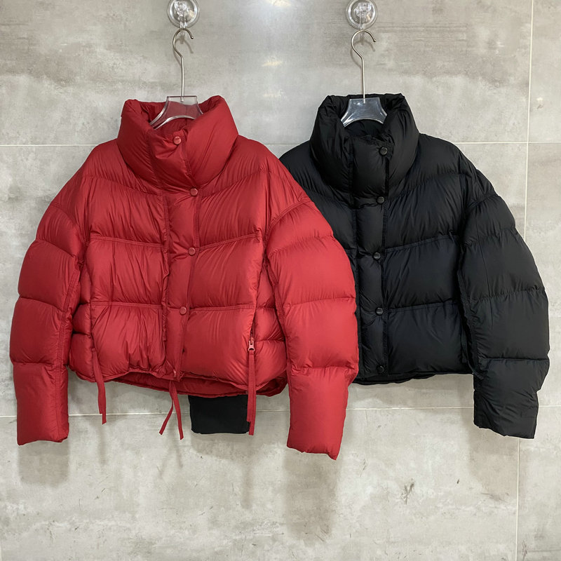 欧洲站2025冬季女装立领糖果色拉链90鸭绒宽松面包服减龄羽绒外套