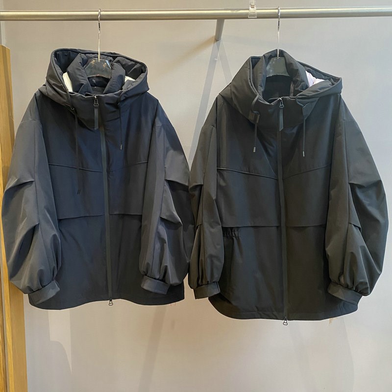 欧洲站2025冬季连帽抽绳收腰保暖90白鹅绒羽绒服派克服外套女3444