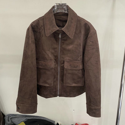 欧洲站2025秋季新款欧货翻领拉链双口袋钉珠显瘦百搭夹克短外套女