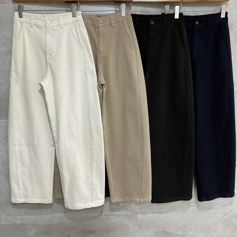 欧洲站2025冬季高腰简约加绒镰刀裤百搭阔腿水洗休闲牛仔裤女9268