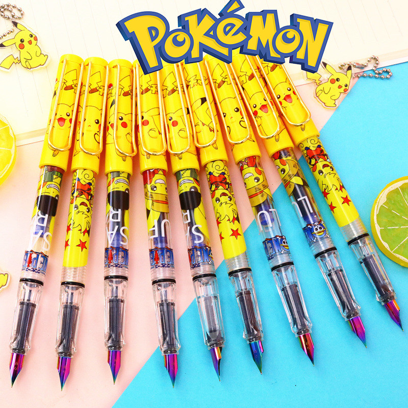 北极光皮卡丘钢笔彩色大尖铱金透明笔杆钢笔三年级小学生练字礼品