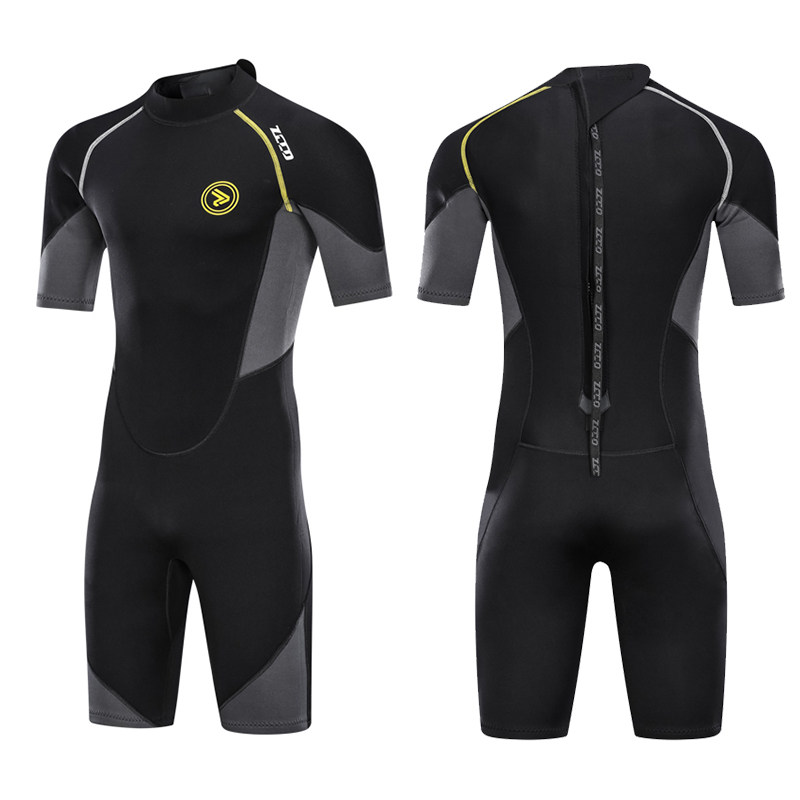 thumbnail for 1.5/2/3mm Short-Sleeved One-Piece Wetsuit Warm Instructor Swimsuit Men's Large Size Shorts Snorkeling Motorcycling Surfing