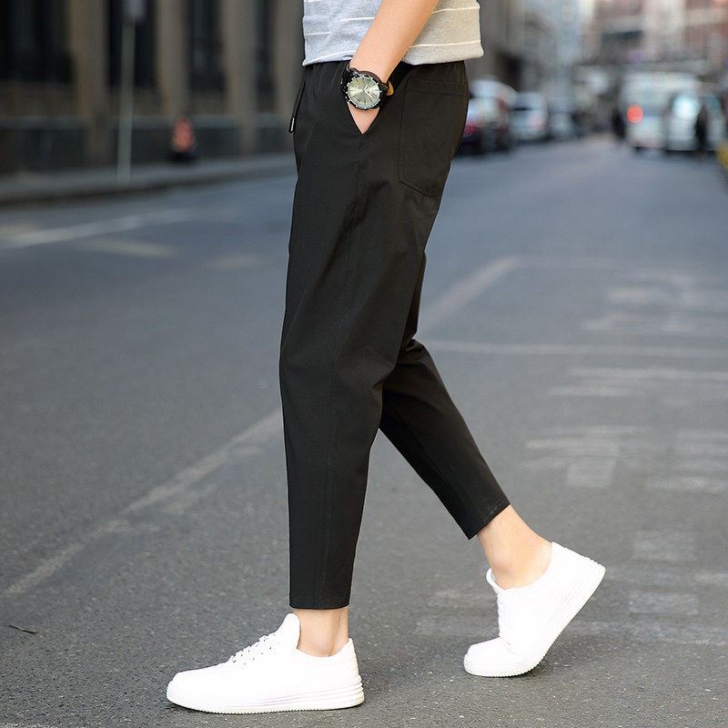 休闲裤子男士春秋夏季新款潮牌锥形宽松小脚九分裤速干直筒运动裤