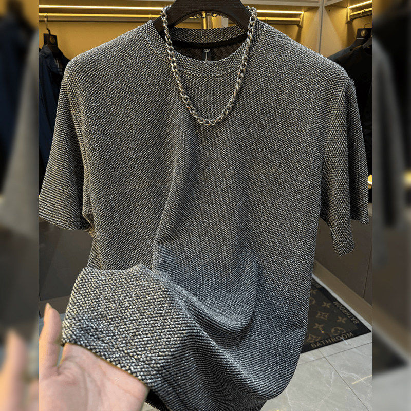 潮牌轻奢短袖T恤男士夏季潮流高级感宽松圆领百搭休闲满天星体恤