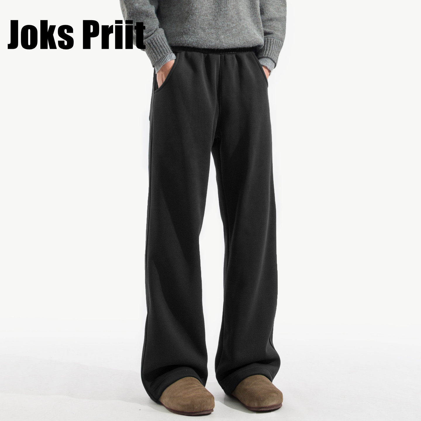 Joks Priit春夏简约卫裤男美式休闲运动裤阔腿微喇直筒裤日系宽松