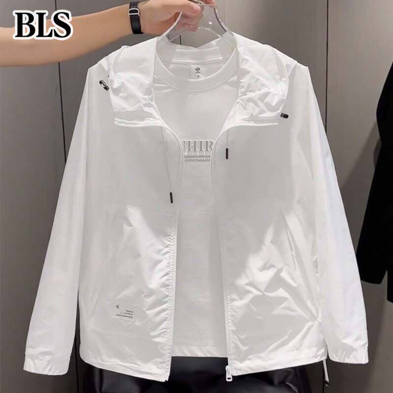 高端白色连帽防晒衣男士夏季2026新款百搭休闲上衣服薄款夹克外套