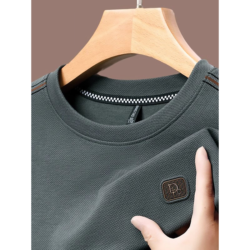 高端纯棉卫衣男士2025新款春秋冬季加绒打底衫华夫格长袖t恤男款