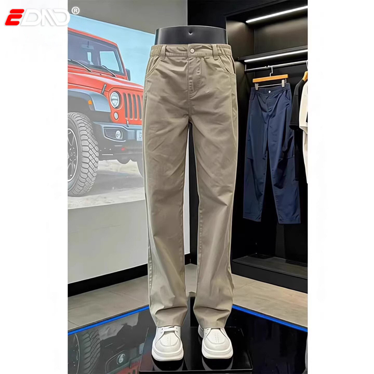 高端卡其色直筒裤子男士休闲裤2026新款夏季男裤三本针西裤男款春