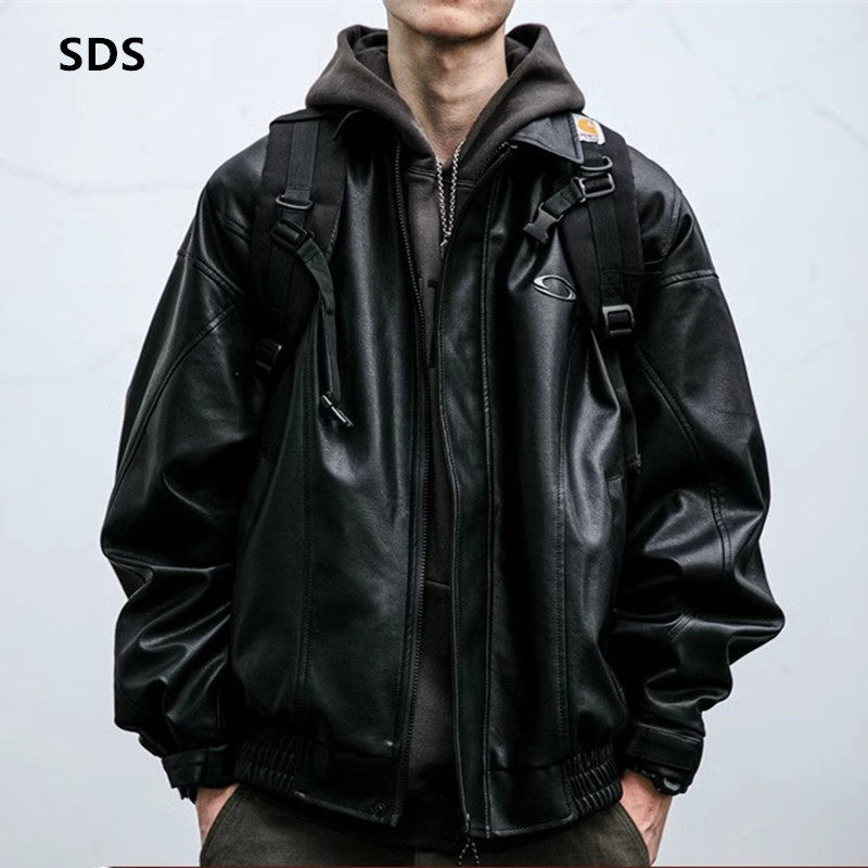 高端皮衣外套男士秋冬季加厚痞帅防风机车服休闲宽松真皮短款夹克