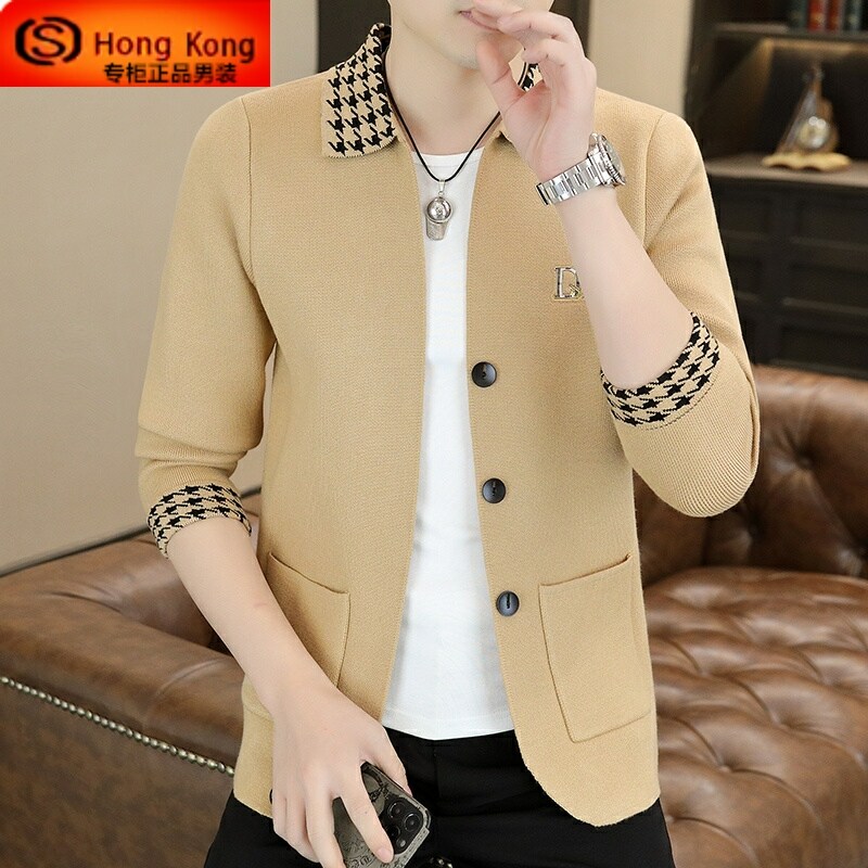 高端针织开衫外套男春秋季2025新款潮牌休闲薄款高级感男士毛衣