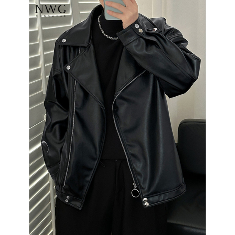 皮衣外套男春秋季2025新款高级感痞帅宽松机车pu皮夹克男休闲上衣