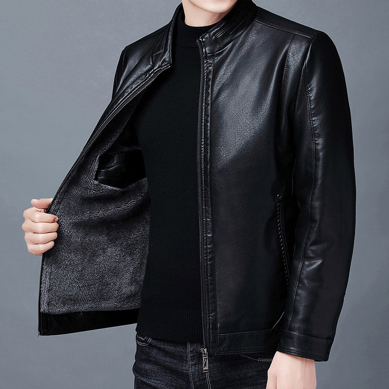 真皮皮衣外套男秋冬季新款中青年皮毛一体加绒加厚绵羊皮男士夹克