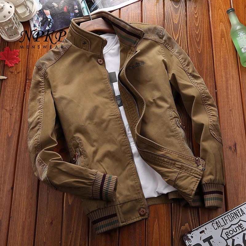 夹克外套男2025春秋款新款美式商务休闲工装立领宽松大码潮牌男装