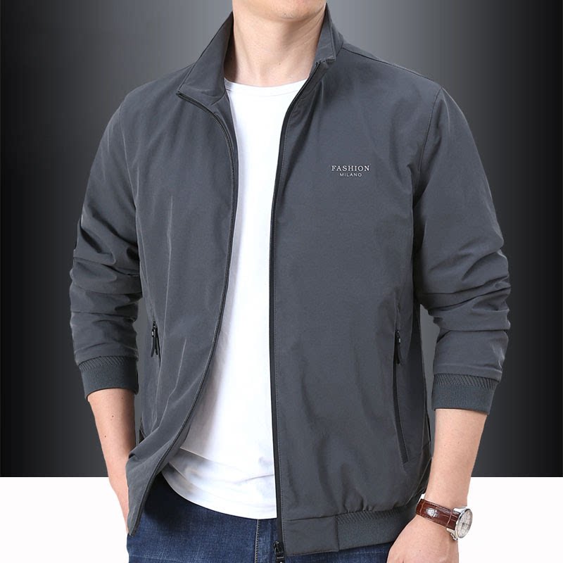 立领夹克外套男春秋季新款休闲中年爸爸装宽松高端潮牌男士夹克衫