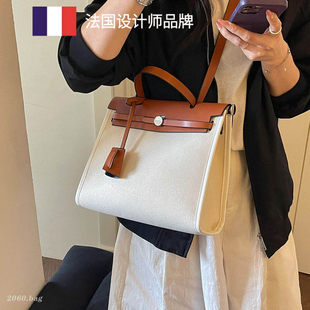 法国MK NB专柜正品 帆布手提包女2026新款斜挎包大容量复古单肩包