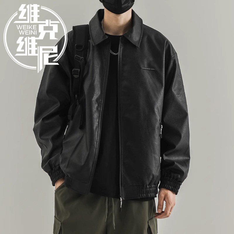皮衣外套男2025秋季新款美式潮牌飞行员夹克休闲宽松复古PU皮上衣