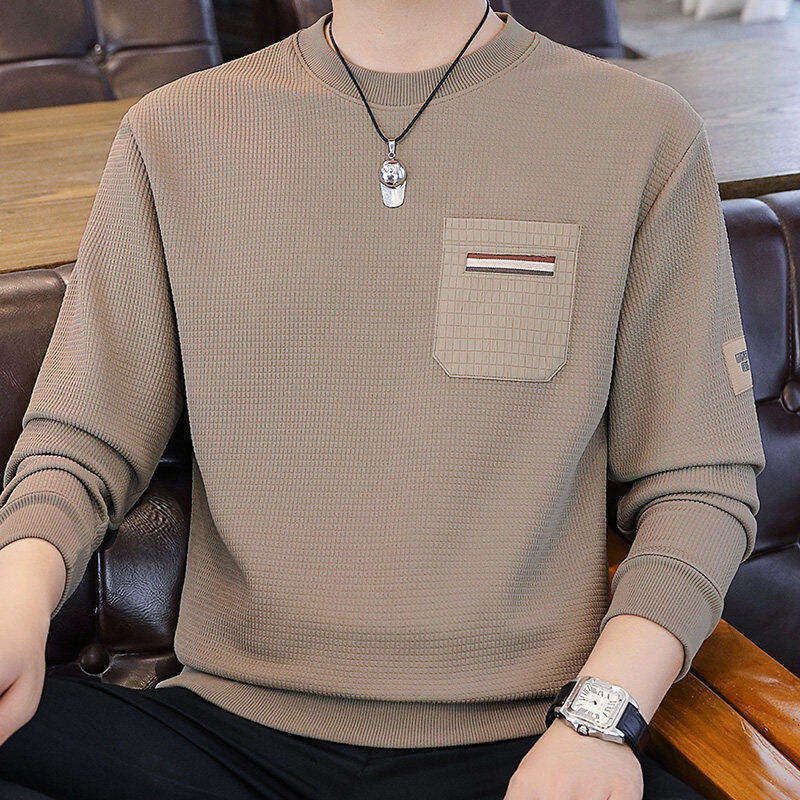 春秋季圆领卫衣男2026新款潮牌休闲百搭宽松男士高端大码长袖t恤