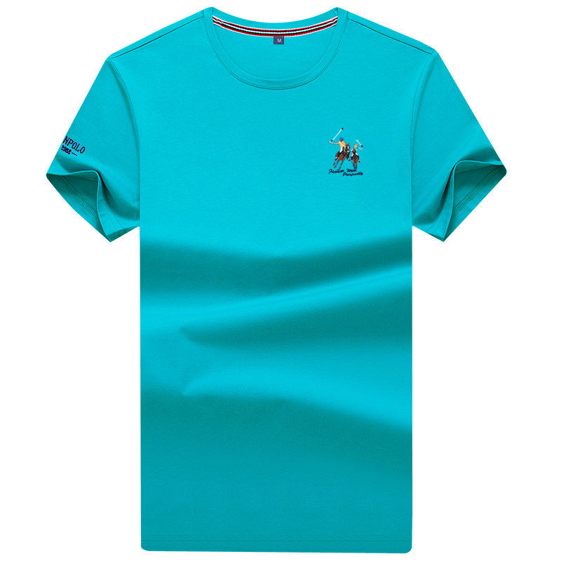 大牌夏季男士圆领短袖t恤丝光棉休闲印花保罗polo打底衫潮流半袖