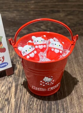 外贸货迷你kitty红色合金水桶冰镇雪糕铁桶diy过家家玩具摆件饰品