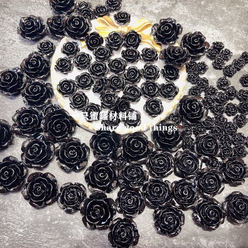 黑玫瑰花朵树脂配件diy