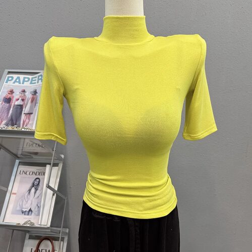 修身小高领微透纯色T恤薄款韩版