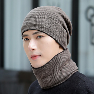 2024新款秋冬新款男款帽子围脖套件帽子男士冬季加绒针织堆堆帽潮