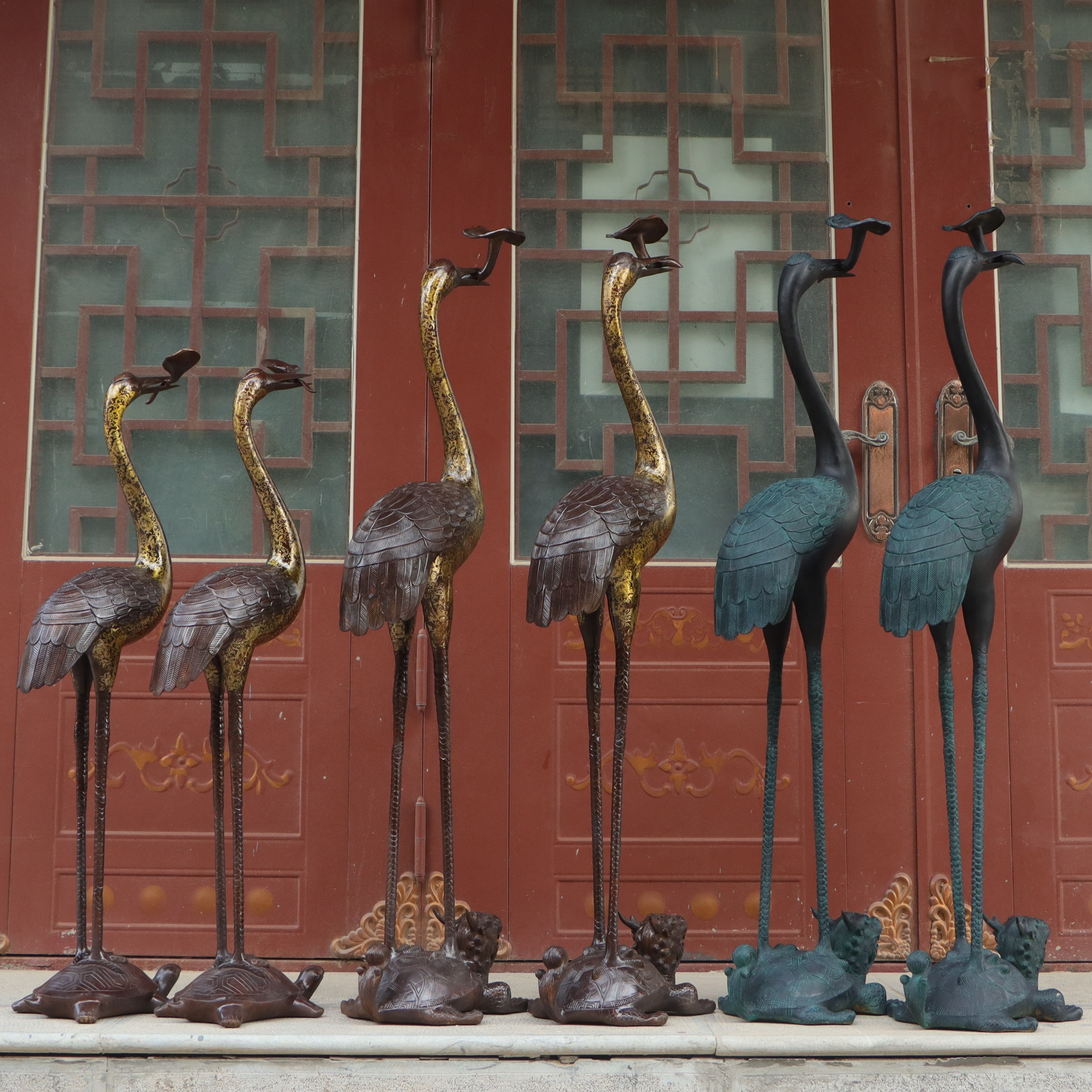 黄铜龟鹤延年摆件仙鹤踩龙龟福龟贺寿礼品中式国风客厅装饰工艺品