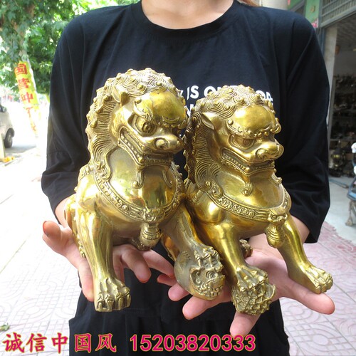 黄铜狮子一对摆件北京宫门狮狮子门口装饰摆设大号无底座狮子