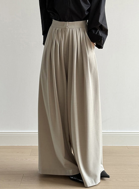 可乐高腰显瘦休闲西装裤女 春夏新款宽松垂感阔腿拖地长裤82233