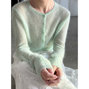 女薄款 微透温柔软糯外搭外套ss974 马海毛针织开衫 26早春新款