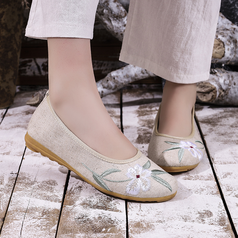 平底老北京布鞋绣花单鞋