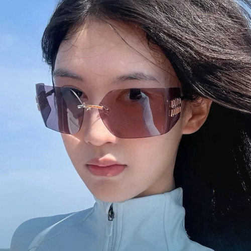 欧美y2k高级感无框显瘦圆脸墨镜
