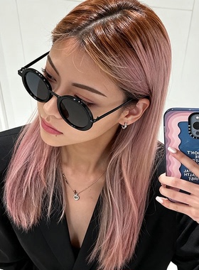 复古ins金属红片太阳镜凹造型男