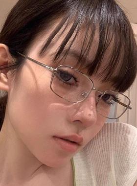 日系方框银边眼镜框女复古出片神器高级感近视可配度数小脸眼镜架