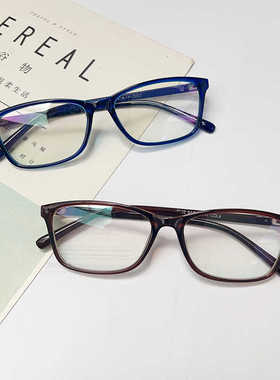 超轻茶色近视眼镜框女不压鼻梁复古方框简约学生眼镜架可配度数男