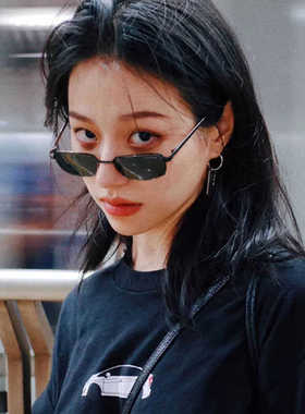 复古方框小窄框墨镜男嘻哈港风小脸遮阳高级感偏光太阳镜女可配镜